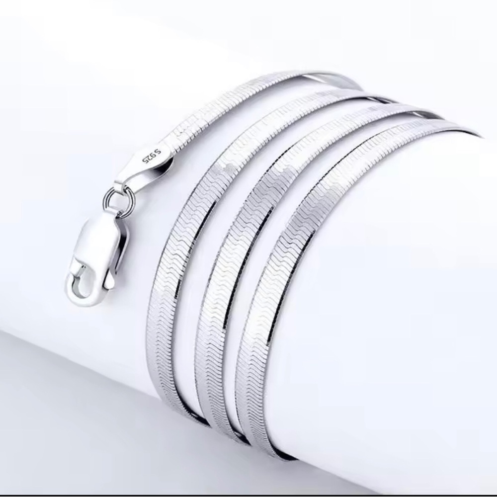 24” Sterling Silver Herringbone Chain Necklace